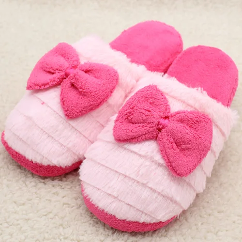 Красный Домашние тапочки; Прямая поставка с фабрики; Pantufas; тапочки с большим бантом; женские зимние теплые тапочки из хлопчатобумажной ткани; домашняя обувь - Цвет: Красный