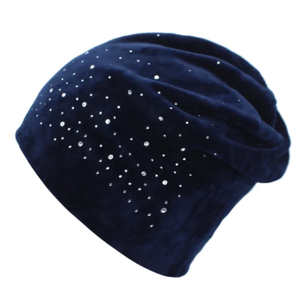 navy YOUBOME Skullies Beanies шапки женские зимние шапки для женщин Стразы, бархатные женские шапки осенние женские вязаные шапки - Цвет: navy