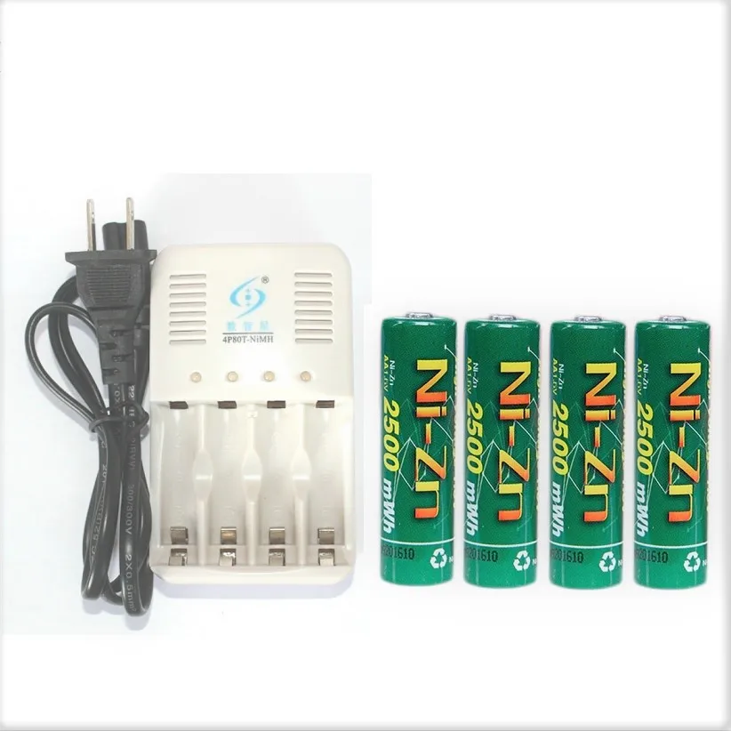 

4Pcs BPI NiZn 1.6V 2500mwh AA Rechargeable Battery + Ni-Zn NiMH AA AAA battery Charger set