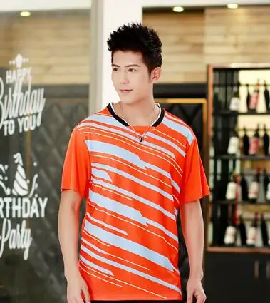men orange shirt Новая футболка для бадминтона, Детские теннисные майки для мужчин и женщин, рубашка для настольного тенниса, шорты, одежда, Детская Спортивная футболка - Цвет: men orange shirt