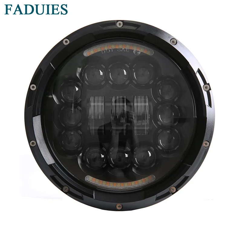 

FADUIES 7-дюймовая мотоциклетная светодиодная фара с DRL, светодиодный сигнал поворота, 7-дюймовая светодиодный летная светодиодная фара для Harley