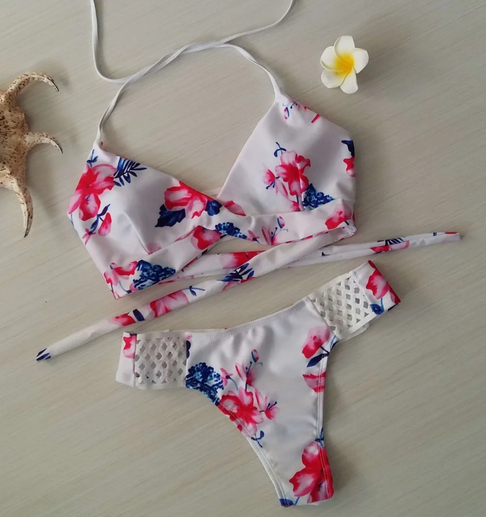 Cute Bathing Suit Swimwear Women Bandage Bikini 2017 Animal Swimsuit Sexy Halter Bikinis Set Brazilian |