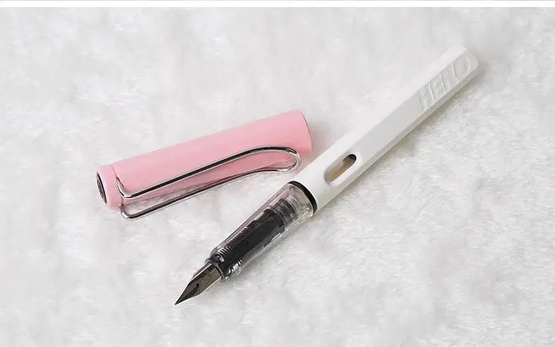 pink white 7 цветов, продукт, пластиковая ручка HERO 359 EF, перо серебряного цвета, Подарочная авторучка для каллиграфии - Цвет: pink white