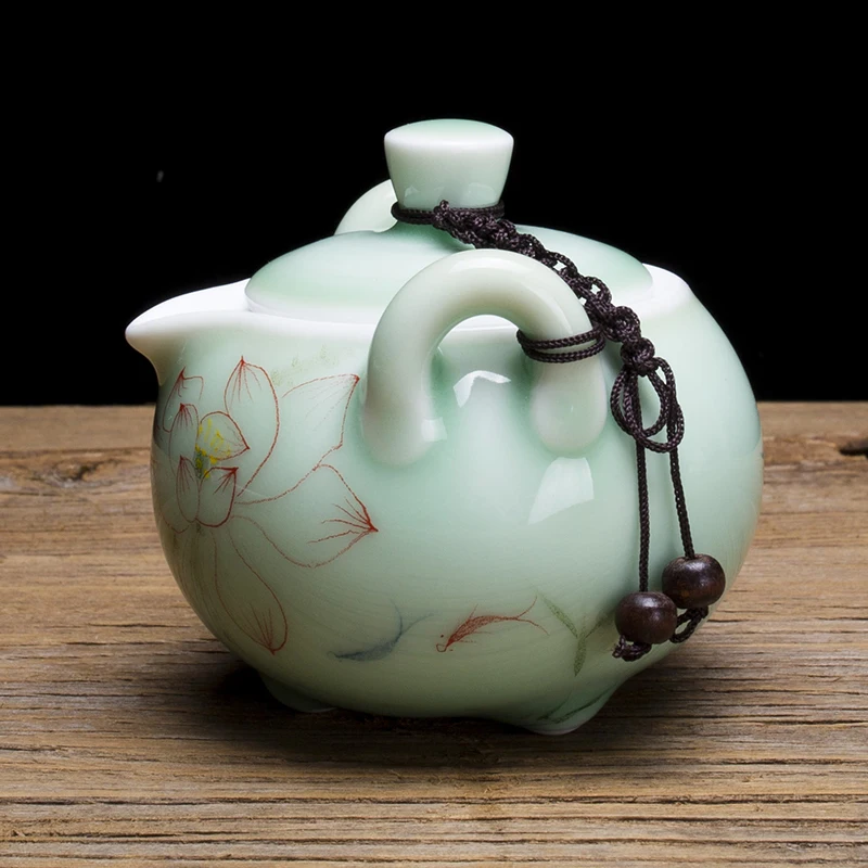 Высококачественный чайник ручной росписи Longquan celadon чайный набор кунг-фу горшок