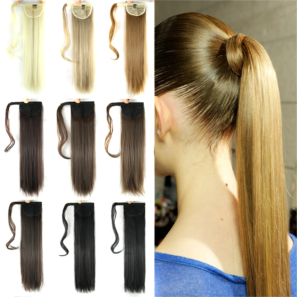 Soowee Blonde Synthetic Hair Wrap Ponytail Pony Tail False Clips In Hair Extensions Ponytails Fairy Tail for Black Women images - 6