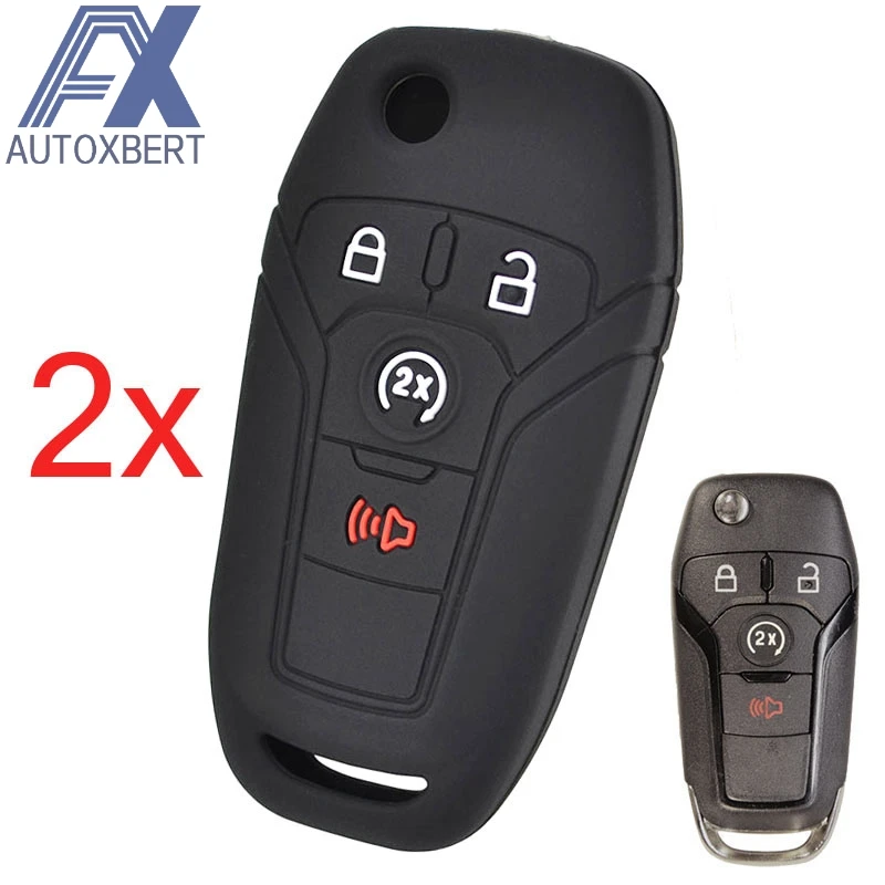 Топор для Ford F-150 F-250 F-450 F-550 фьюжн фиеста Fusion Mustang Explorer чехол для ключей Fob 4 кнопки 2 шт. силиконовый пульт дистанционного ключа крышка