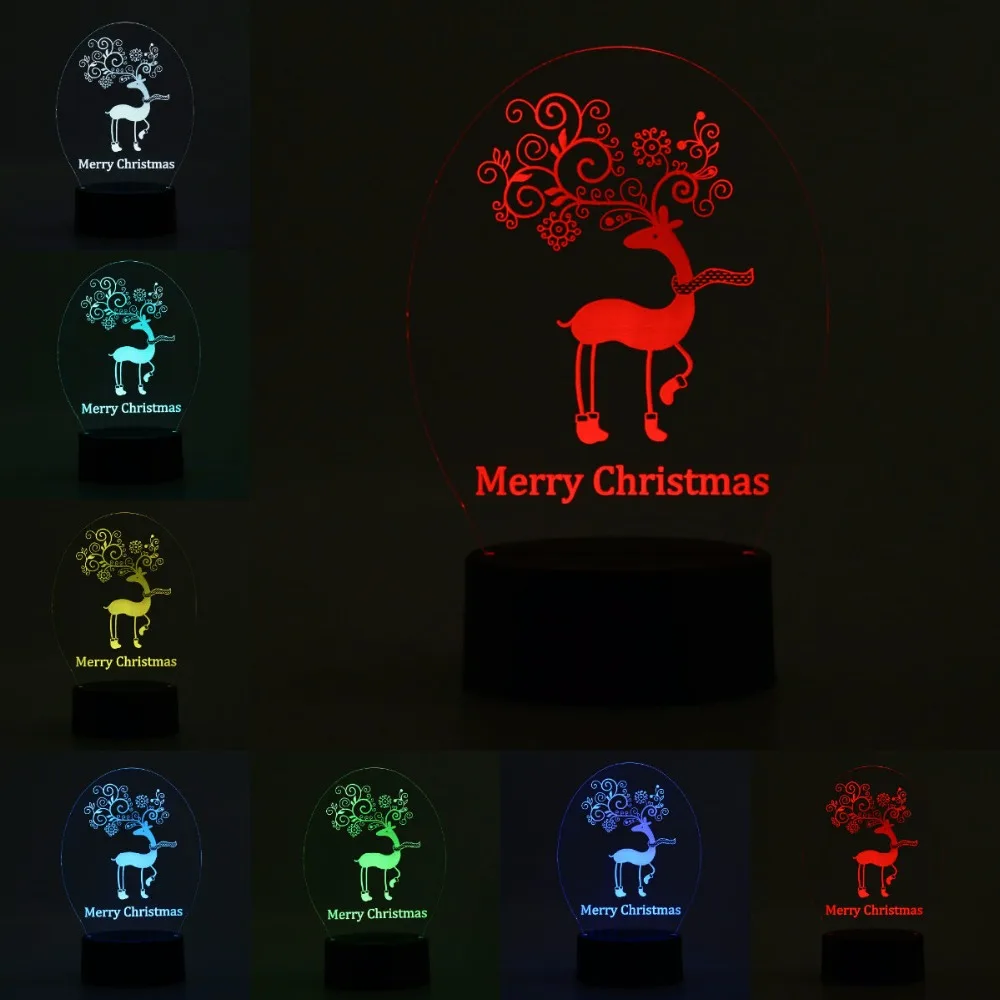 3D лампа в форме оленя светодиодная USB светильник сенсорный RGB цвет меняющийся