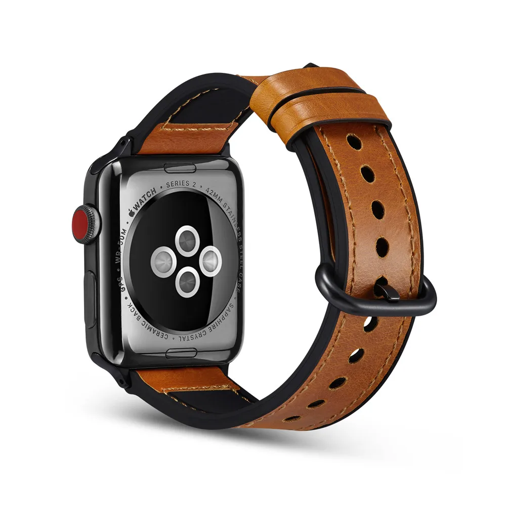 Новый смарт часы ремни для Apple Watch 4 Замена пояса из натуральной кожи + кремнезема