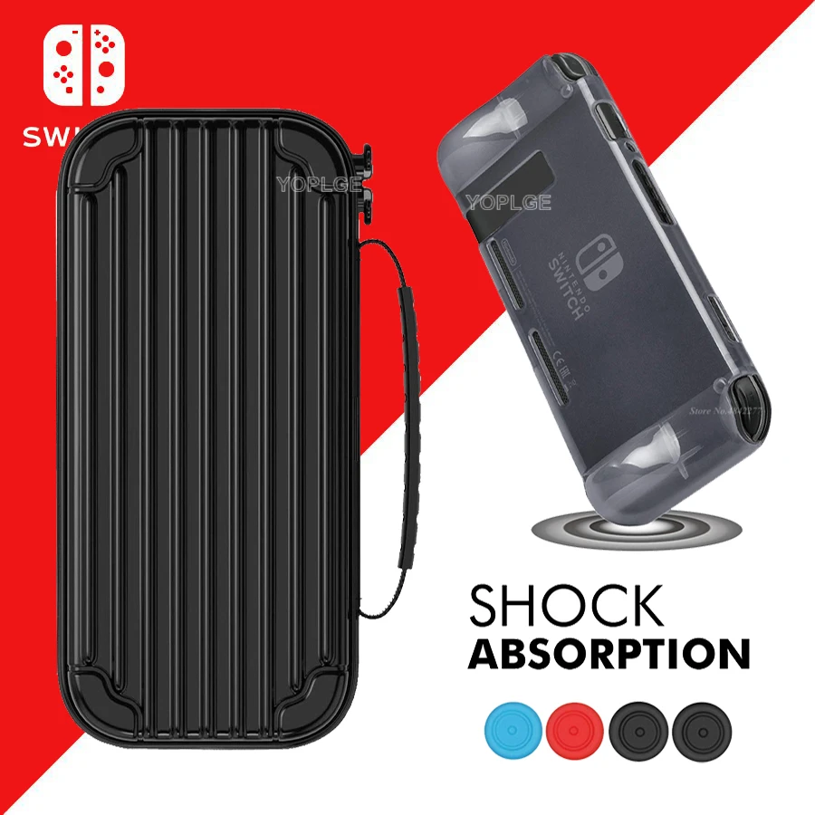 Супержесткий чехол для хранения Nintendo Switch 6 в 1 Мягкий защитный из ТПУ с 4