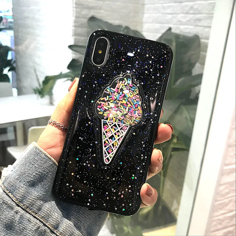 a LOVECOM милый Блестящий разноцветный чехол с мороженым для iPhone XS Max XR 6 6S 7 8 Plus X полный корпус мягкий ТПУ Телефон задняя крышка подарок - Цвет: a