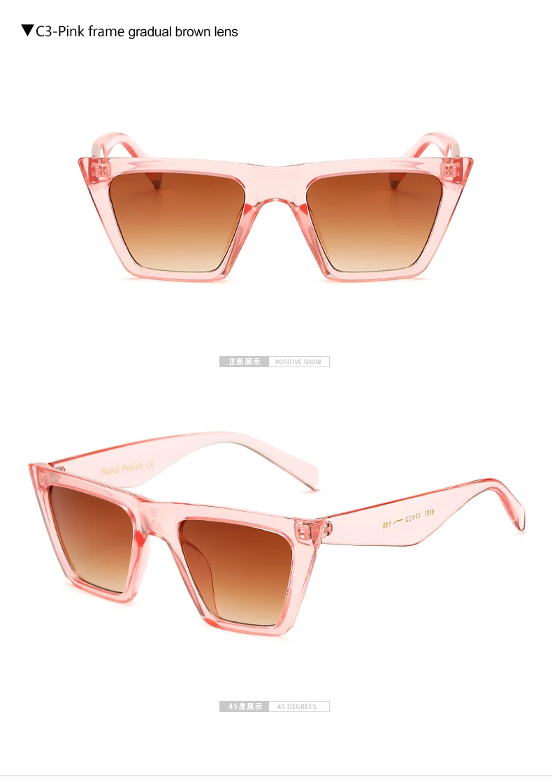 Pink Brown Длинные Модные женские солнцезащитные очки, квадратные солнцезащитные очки, женские зеркальные линзы UV400, Летний стиль, винтажная черная большая оправа, очки - Цвет линз: Pink Brown