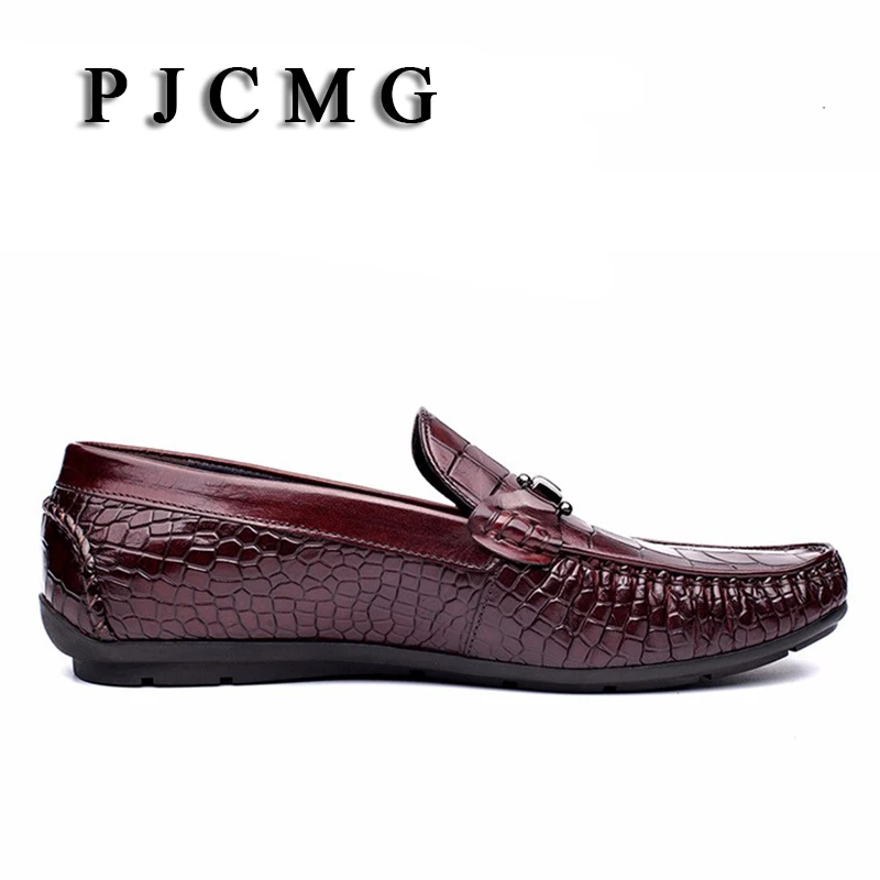 PJCMG Модные мужские черные/красные формальные Повседневные слипоны тисненые