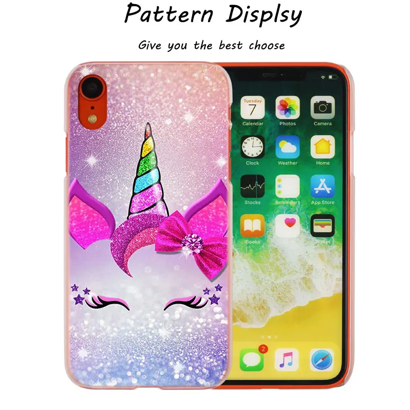 Яркий модный прозрачный жесткий чехол для телефона с единорогом iPhone X XS Max XR 8 7 6 6s