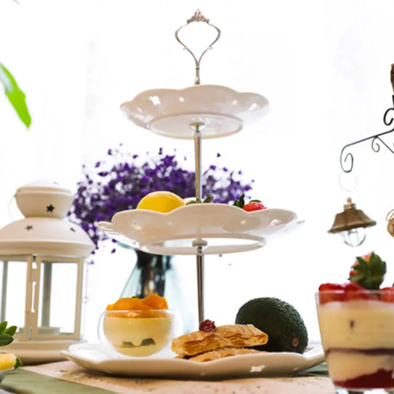 Cake Stand Plate Bracket Stand New 2 Tier Cake Plate Stand Cupcake Fittings Silver Golden Wedding Party(Plate Not Included
