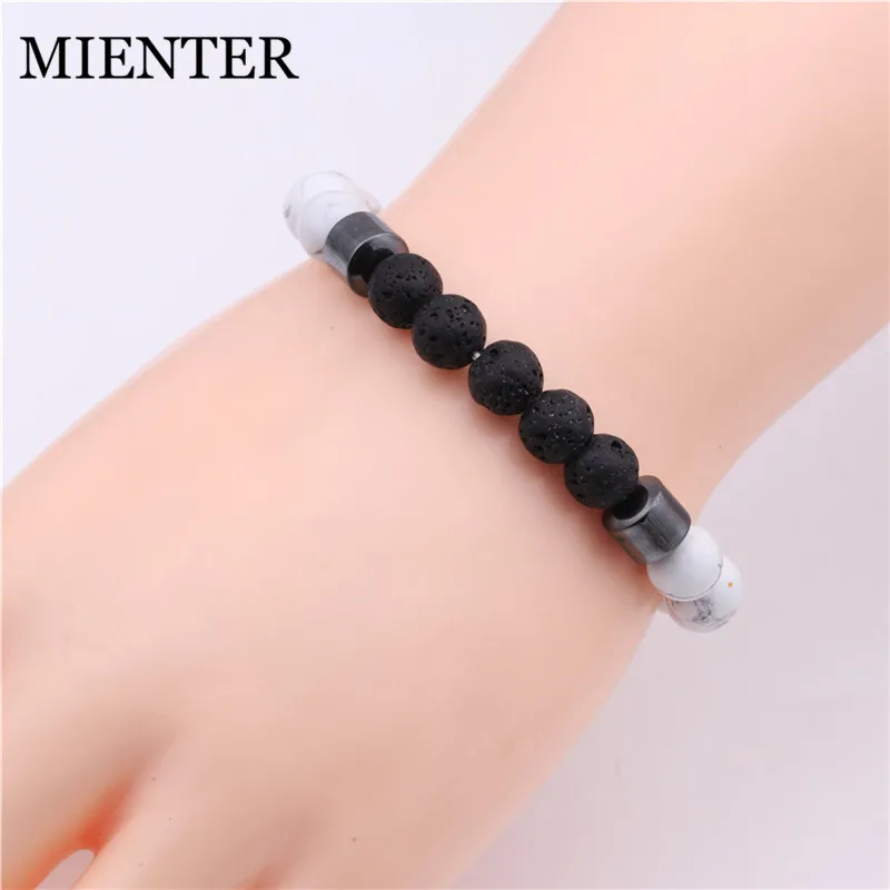 Fashion Couple Lava stone Natural Tiger Eye Stone bracelet men women hand made Friendship Bangles High Quality MIENTER | Украшения и