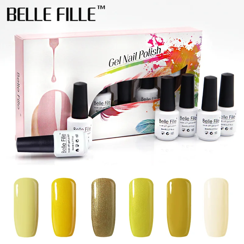 Belle Fille 8 мл гель лак для ногтей набор розовый цвет Soak Off Gel лаки 6 шт./лот Vernis полу
