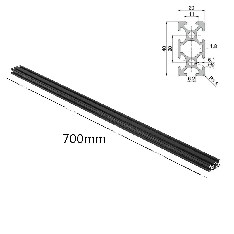 Черная анодированная 700 Т образная алюминиевая рамка длиной 2040 мм для