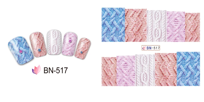 UPRETTEGO 12 упаковок/lot дизайн ногтей Красота воды Наклейка ползунок наклейки на ногти шерстяной ткани с высоким качеством цифрового печати узор собака зуб BN517-528