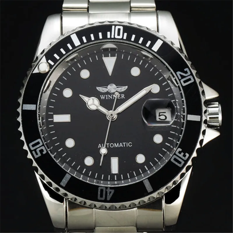 WINNER классические часы со стальным ремешком и хронографом с поворотным корпусом