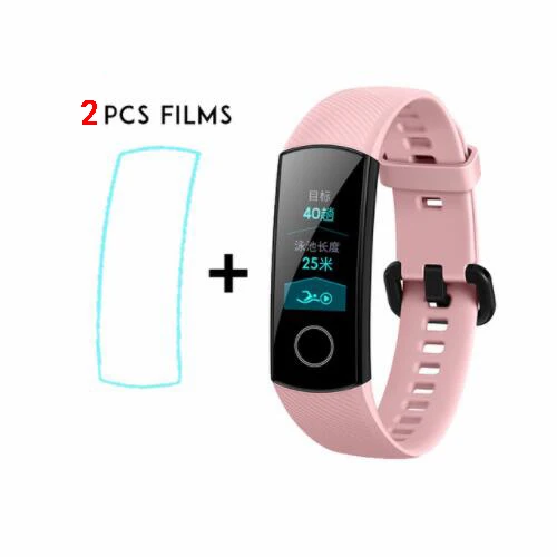 pink add film Умный Браслет huawei Honor Band 4 Amoled, цветной сенсорный экран 0,95 дюйма, для плавания, для обнаружения пульса и сна - Цвет: pink add film