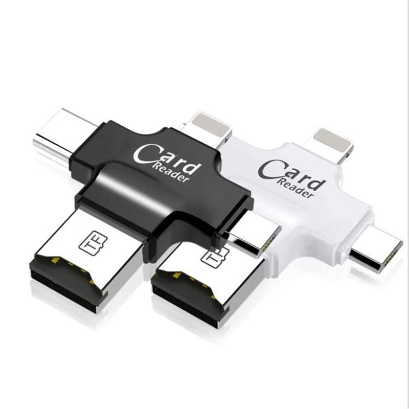 4 в 1 USB 2 0 OTG Lightning Type-C кардридер Micro SD адаптер конвертер для iPhone 7 8 Plus Samsung S8 S9 |