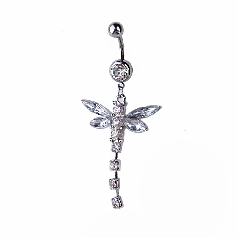 Dragonfly Body piercing belly button ring Navel jewelry Retail bar 14G 316L surgical steel party gift|body button|body piercingpiercing |