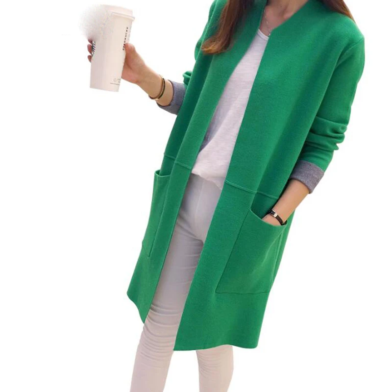 Long Cardigan Female 2018 Autumn Winter Women Sleeve Sweater Knitted Cardigans For Jacket Tops |