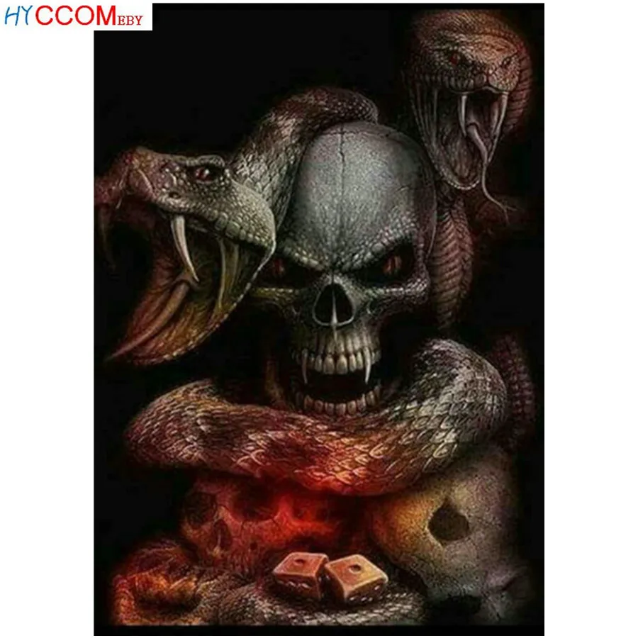 

5d алмазная вышивка крестиком с рисунком черепа змеи ручной работы