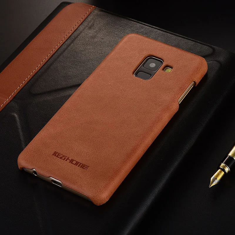 Для samsung Galaxy A8 2018 чехол kezihome Матовый Натуральная Кожа Твердый переплет Капа для 5 6