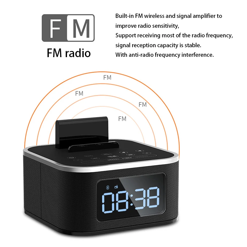Светодиодный HD цифровой дисплей беспроводной Bluetooth FM радио динамик Настольный