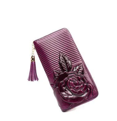 Purple Новые сумки из натуральной кожи с трехмерным тиснением Роскошные модные женские сумки с кисточками дизайнерские женские кожаные кошельки - Цвет: Purple