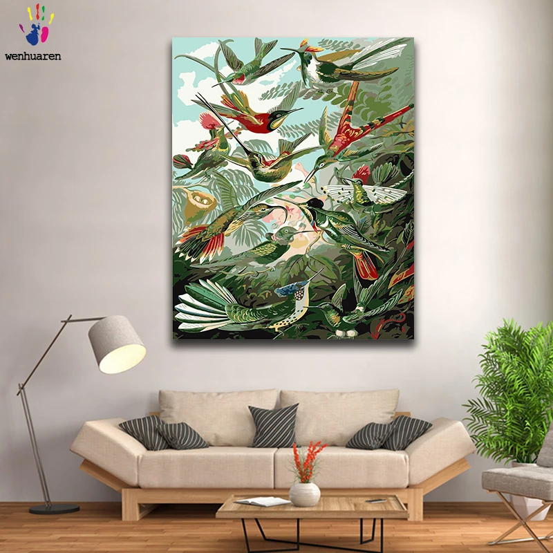 Diy краски по номерам картина с наборами животные Птицы Воробей попугай бабочка