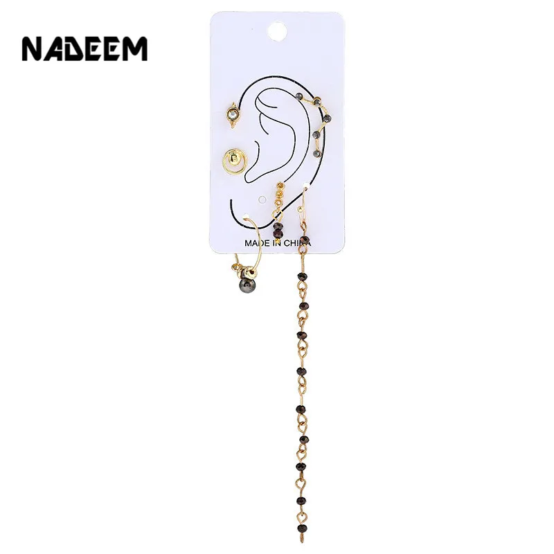 NADEEM Новая мода 6 шт./компл. серьги гвоздики золотого цвета с кристаллами и