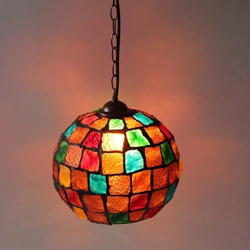 Тиффани подвесной светильник традиционная 8 &quotСтекло плетение железная цепь