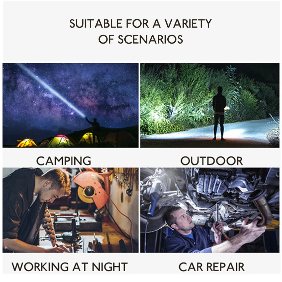Magnetic LED Flashlight Hook Lamp USB Rechargeable Foldable COB Torch Work Light 5 Mode Camping Tent Lantern | Лампы и освещение