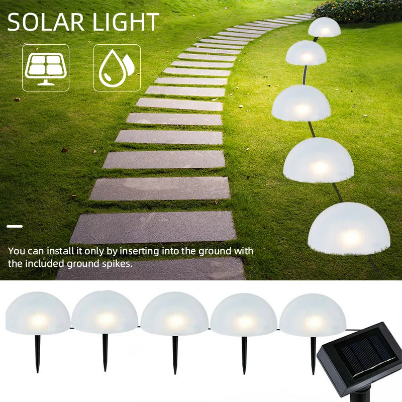 

Balls Solar Light Ground Garden Lawn Lamp 5 LEDs Solar Powered Half Global Shaped Light Pathway Lawn Lamp Waterproof Garden