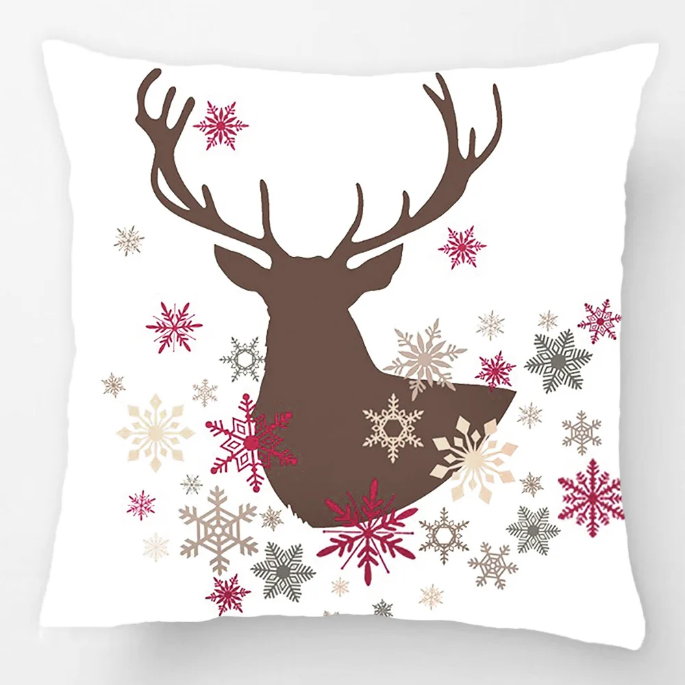 Modern Vintage Rustic Deer And Snowflakes Accent Throw Pillow Case Decorative Cushion Cover Pillowcase Customize Gift For Seat