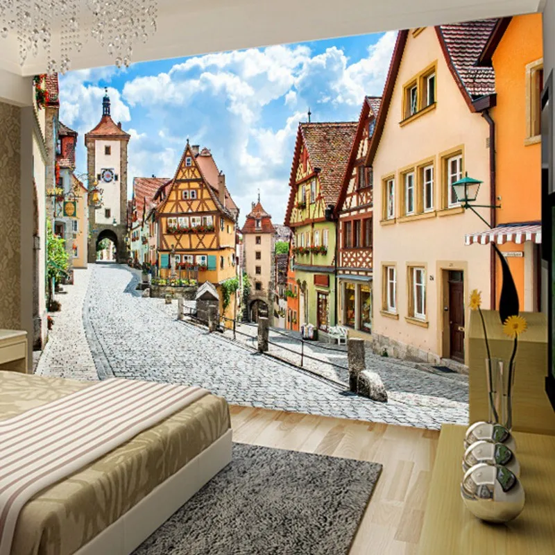 Пользовательские 3D обои стереоскопический стиль здания в городе для гостиной