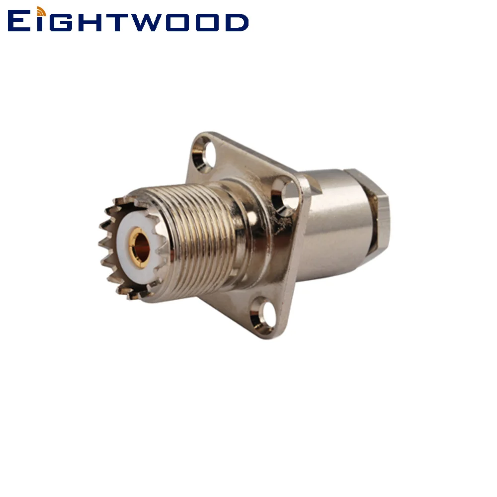 

Eightwood 5PCS UHF/SO239 Clamp Jack Female RF Coaxial Connector Adapter with 4 Hole Flange /Panel mount for LMR195 RG58 Cable