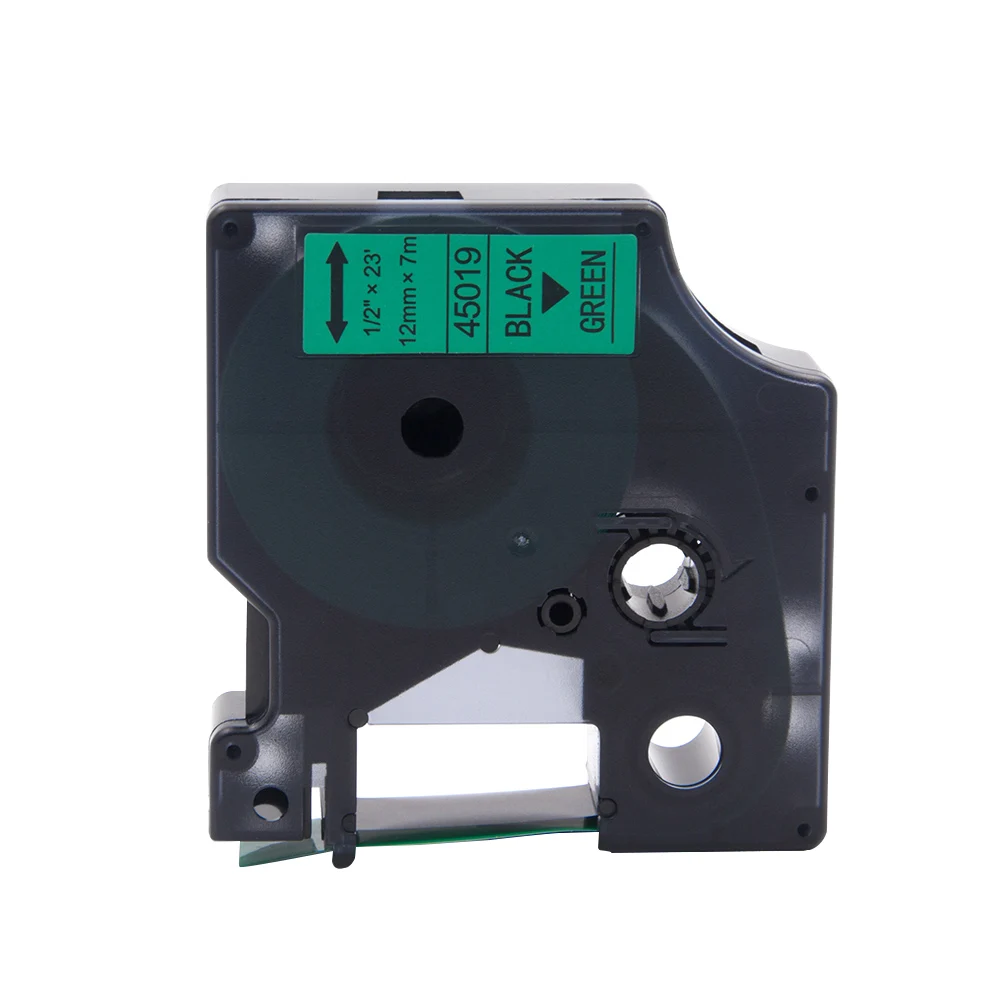 Absoonic 5 шт. 12 мм лента для заправки DYMO D1 45019 черный на зеленый совместимый с LabelManager PnP