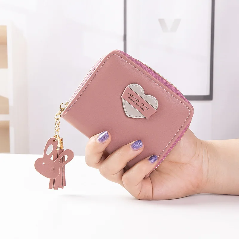Women Short Wallets Lady Moneybag Girls Wallet Cards ID Holder Woman Tassels Zipper Coin Purse Notecase Purses Mini Heart Bags | Багаж и