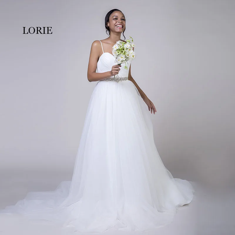 LORIE свадебное платье размера плюс на тонких бретельках белое Тюлевое с бисером и