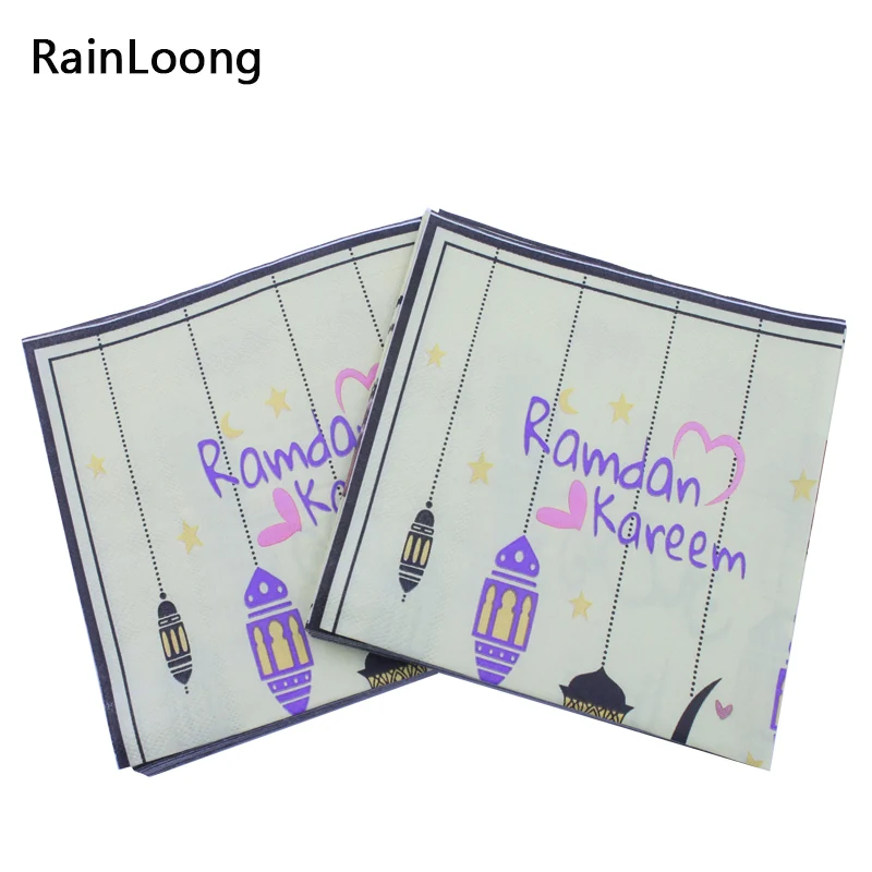 [RainLoong] Рамадан кареем бумажная салфетка с Лунной лампой печать еды исламский