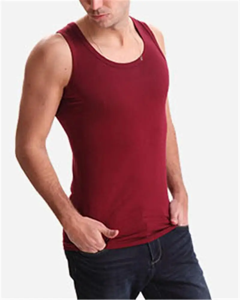 Wine Red Tank Top Хлопковые топы для мужчин размера плюс M-6XL, Модальные майки для тренировок, одежда для спортзала, летние майки без рукавов, мужские майки - Цвет: Wine Red Tank Top