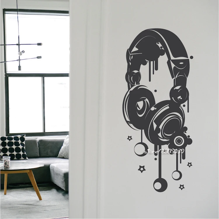 Музыкальные наушники для ди Джея с настенные наклейки мальчиков комнаты