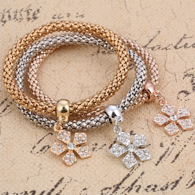 3 шт./комплект Женский многослойный браслет с подвеской снежинкой|bracelet set|crystal