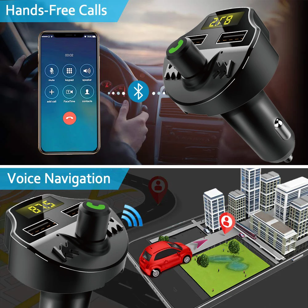 Автомобильный FM-трансмиттер JINSERTA Bluetooth 5 0 беспроводной громкая связь mp3-плеер 3 1 А