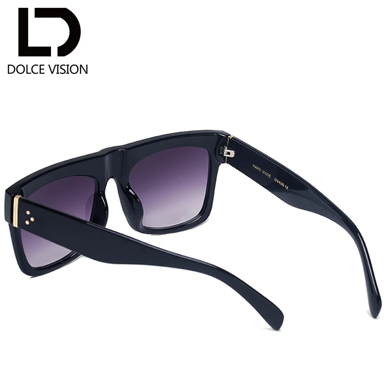 Мужские и женские солнцезащитные очки в черной оправе с заклепками квадратным