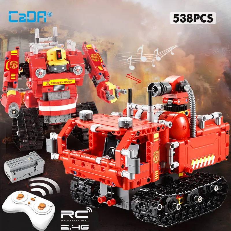 

Cada RC Robot car 2 Model Building Blocks Military Police City Fire Vehicle Bricks Toys For Kids Gift
