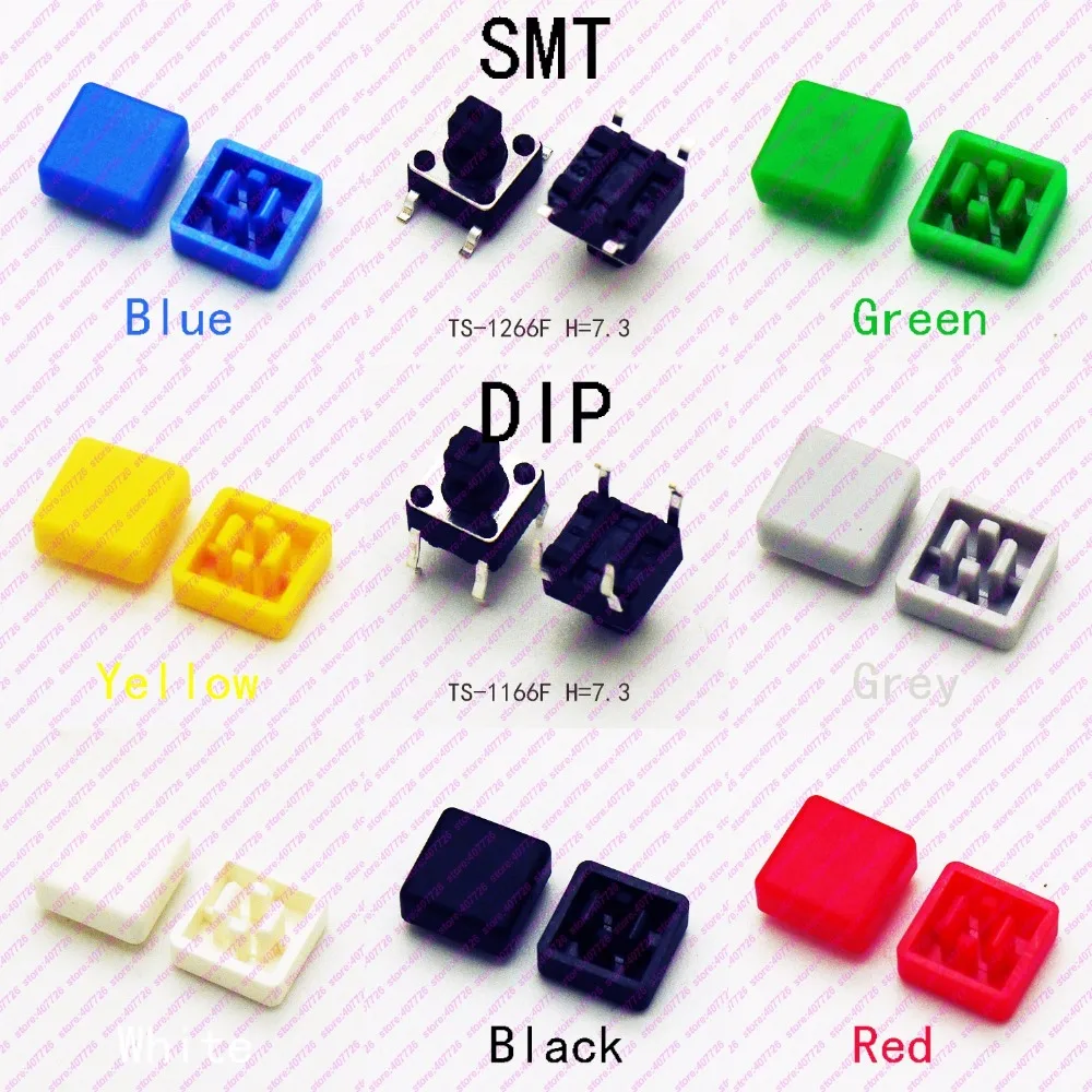 10 шт. 6x6x7.3мм (H = 8 7 мм с крышкой) 4PIN DIP & SMD мгновенная кнопка Tact Верхняя квадратная